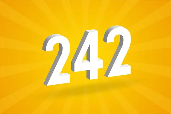 242 Cijfer Lettertype Alfabet Wit Nummer 242 Met Gele Achtergrond — Stockvector