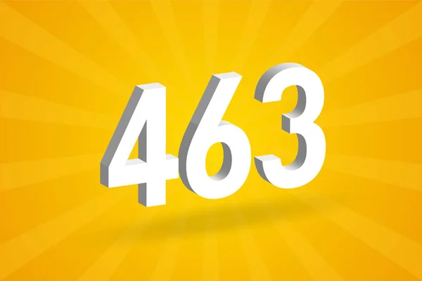 463数字字母表白色3D 463号 黄色背景 — 图库矢量图片