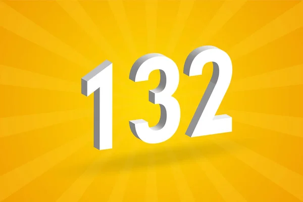 132 Ziffernschrift Alphabet Weiße Zahl 132 Mit Gelbem Hintergrund — Stockvektor