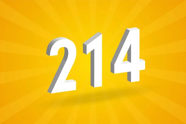 214数字字母表 黄色背景的白色3D 214号 — 图库矢量图片