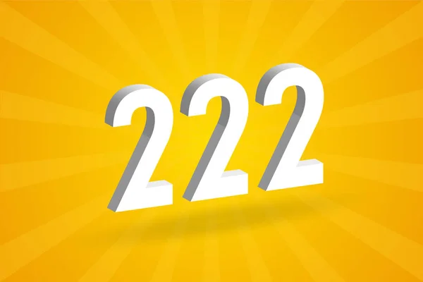 Alfabet Czcionek 222 Biały Numer 222 Żółtym Tłem — Wektor stockowy