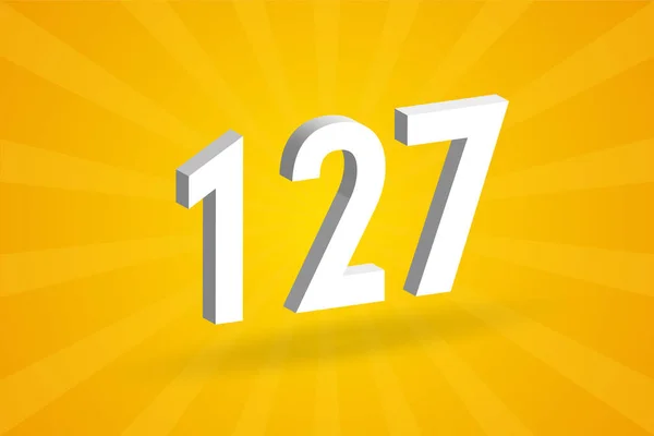 127 Cijferlettertype Alfabet Wit Nummer 127 Met Gele Achtergrond — Stockvector