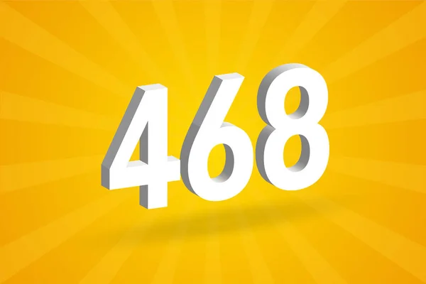 468 Nummer Lettertype Alfabet Wit Nummer 468 Met Gele Achtergrond — Stockvector