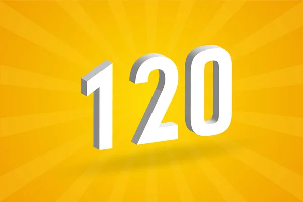120 Αλφάβητο Γραμματοσειράς Λευκό Αριθμός 120 Κίτρινο Φόντο — Διανυσματικό Αρχείο