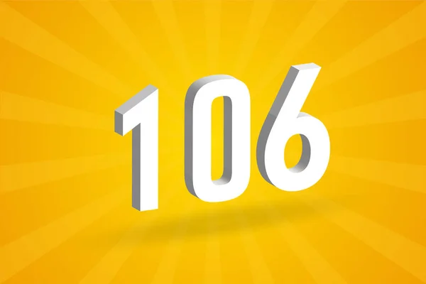 106 Font Αλφάβητο Λευκό Αριθμός 106 Κίτρινο Φόντο — Διανυσματικό Αρχείο