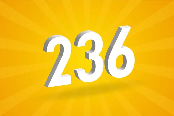 236 Αλφάβητο Αριθμών Λευκό Αριθμός 236 Κίτρινο Φόντο — Διανυσματικό Αρχείο
