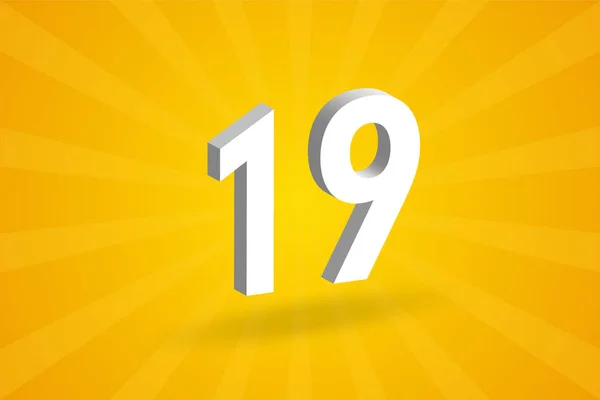 19数字字母表 黄色背景的白色3D 19号 — 图库矢量图片