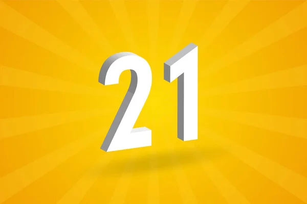 Abeceda Číslem 3D21 Bílé Číslo Žlutým Pozadím — Stockový vektor