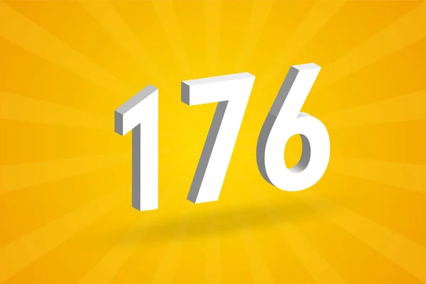 176個のフォントアルファベット 黄色の背景を持つホワイト3D番号176 — ストックベクタ