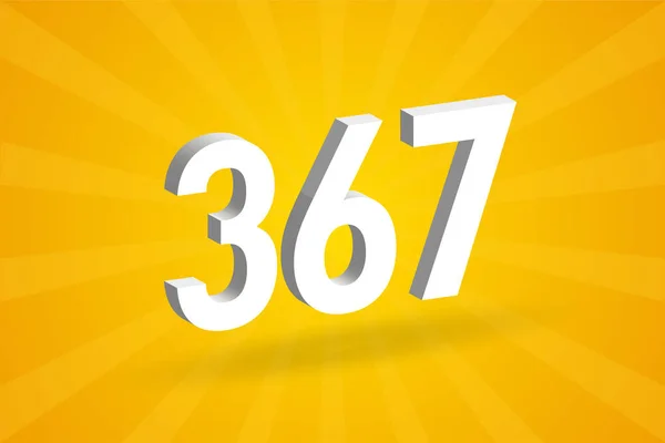367個のフォントアルファベット 黄色の背景を持つホワイト3D番号367 — ストックベクタ