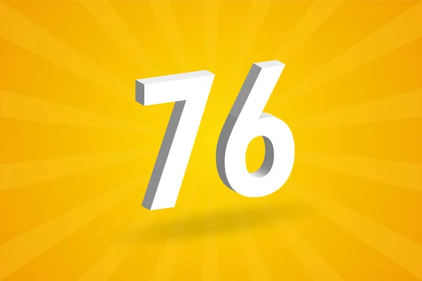 76数のフォントアルファベット 黄色の背景を持つホワイト3D番号76 — ストックベクタ