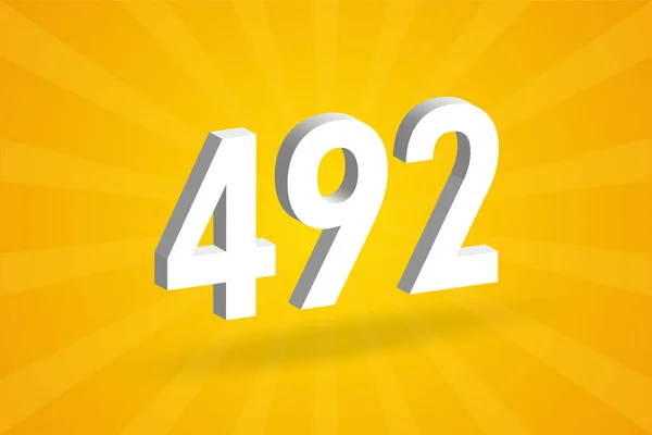 Abeceda Číslem 3D492 Bílé Číslo 492 Žlutým Pozadím — Stockový vektor