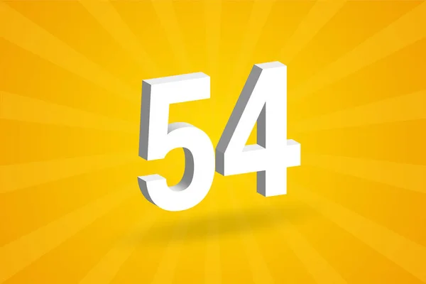 54数字字母表 黄色背景的白色3D 54号 — 图库矢量图片