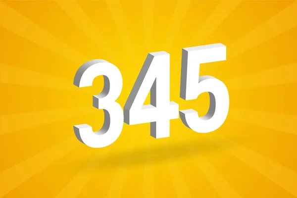 345数のフォントアルファベット 黄色の背景を持つホワイト3D番号345 — ストックベクタ