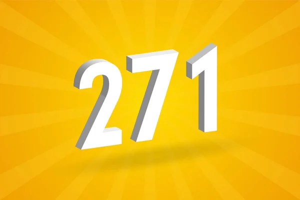 271 Szám Betűtípus Ábécé Fehér Szám 271 Sárga Háttérrel — Stock Vector
