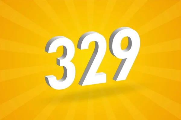 329 Числовий Шрифт Білий Номер 329 Жовтим Тлом — стоковий вектор