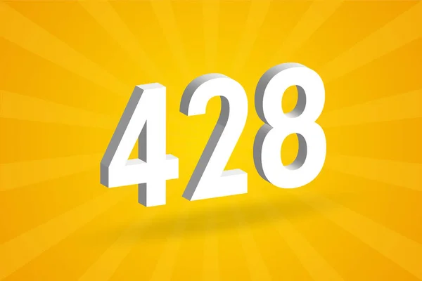 428 Числовий Шрифт Білий Номер 428 Жовтим Тлом — стоковий вектор