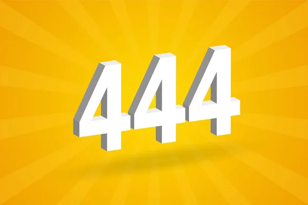 444 Cijferlettertype Alfabet Wit Nummer 444 Met Gele Achtergrond — Stockvector