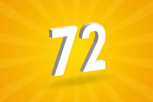 72数字字母表黄色背景的白色3D 72号 — 图库矢量图片