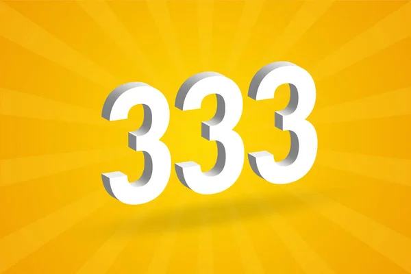 333のフォント数アルファベット 黄色の背景を持つホワイト3D番号333 — ストックベクタ