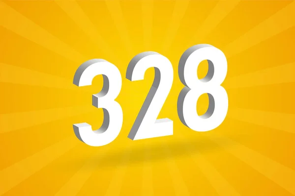 328番目のフォントアルファベット 黄色の背景を持つホワイト3D番号328 — ストックベクタ