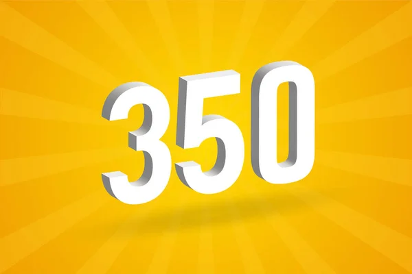350 Числовий Шрифт Білий Номер 350 Жовтим Тлом — стоковий вектор