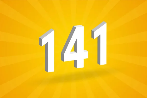141 Number Font Alphabet White Number 141 Yellow Background — Stock Vector
