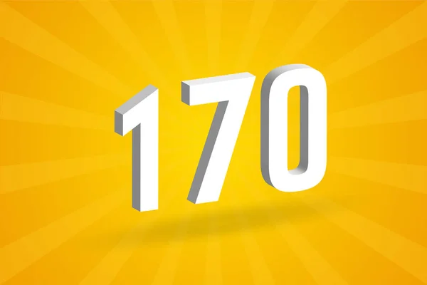 Alfabeto Fuente 170 Número Blanco Número 170 Con Fondo Amarillo — Vector de stock