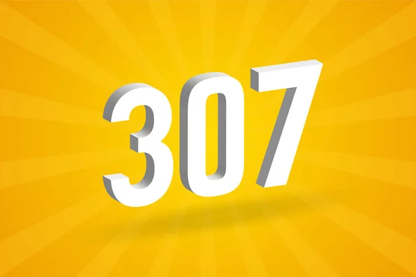 307 Числовий Шрифт Білий Номер 307 Жовтим Тлом — стоковий вектор