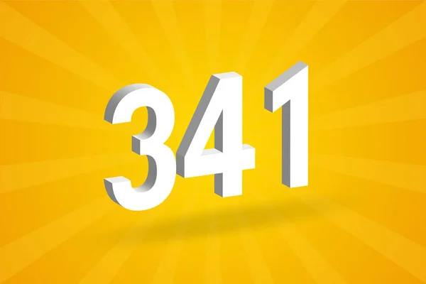 341 Cijfer Lettertype Alfabet Wit Nummer 341 Met Gele Achtergrond — Stockvector