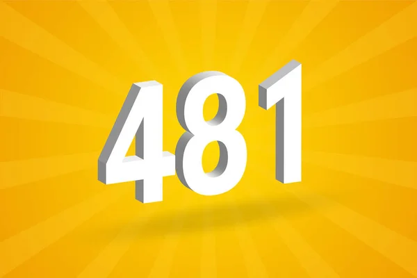 481 Numer Czcionki Alfabetu Biały Numer 481 Żółtym Tłem — Wektor stockowy