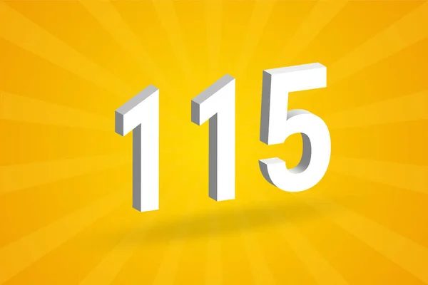 115 Αλφάβητο Αριθμών Γραμματοσειράς Λευκό Αριθμός 115 Κίτρινο Φόντο — Διανυσματικό Αρχείο