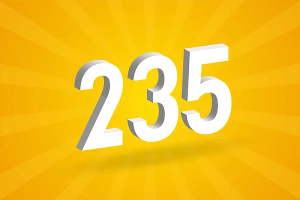 235個のフォントアルファベット 黄色の背景を持つ白の3D番号235 — ストックベクタ