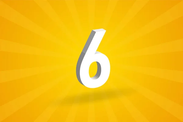 6数字のフォントアルファベット 黄色の背景を持つホワイト3D番号6 — ストックベクタ
