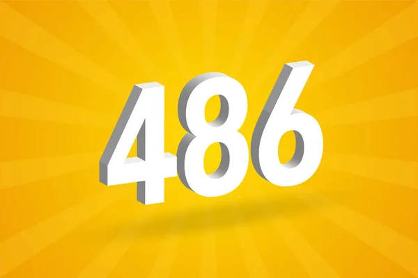 486数字字母表 白色3D 486号 黄色背景 — 图库矢量图片