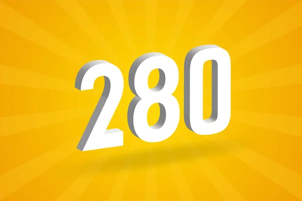 280 Αλφάβητο Αριθμών Λευκό Αριθμός 280 Κίτρινο Φόντο — Διανυσματικό Αρχείο