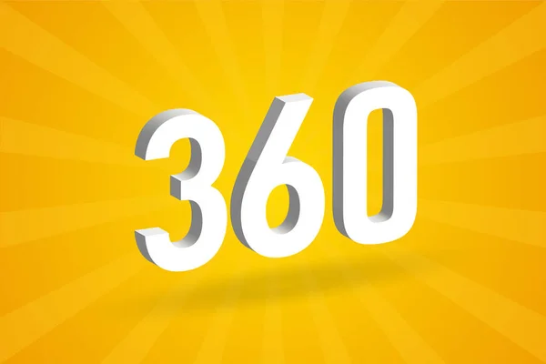 360 Ziffernschrift Alphabet Weiße Zahl 360 Mit Gelbem Hintergrund — Stockvektor
