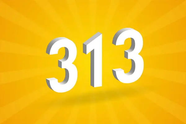 313 Alfabeto Fonte Número Branco Número 313 Com Fundo Amarelo — Vetor de Stock