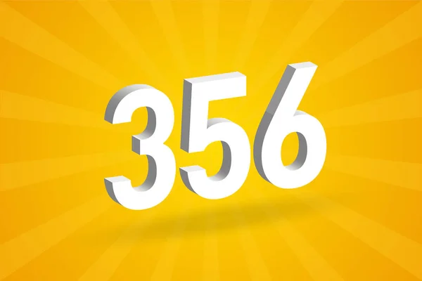 356数字字母表黄色背景的白色3D 356号 — 图库矢量图片