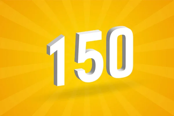 150 Числовий Шрифт Білий Номер 150 Жовтим Тлом — стоковий вектор