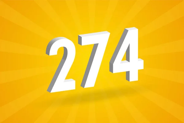 274 Αλφάβητο Αριθμών Λευκό Αριθμός 274 Κίτρινο Φόντο — Διανυσματικό Αρχείο