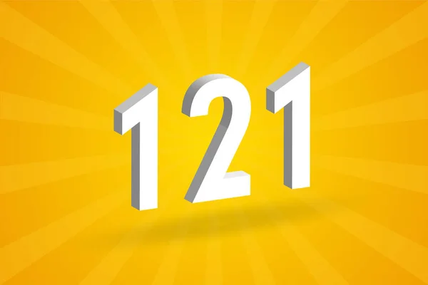 121 Teckensnittsalfabetet Vit Nummer 121 Med Gul Bakgrund — Stock vektor