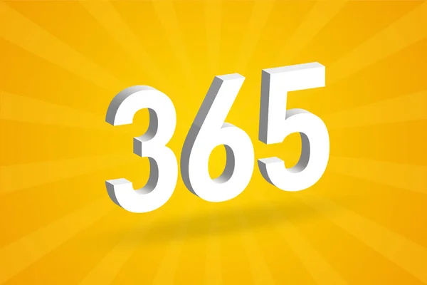 365 Szám Betűtípus Ábécé Fehér Szám 365 Sárga Háttér — Stock Vector