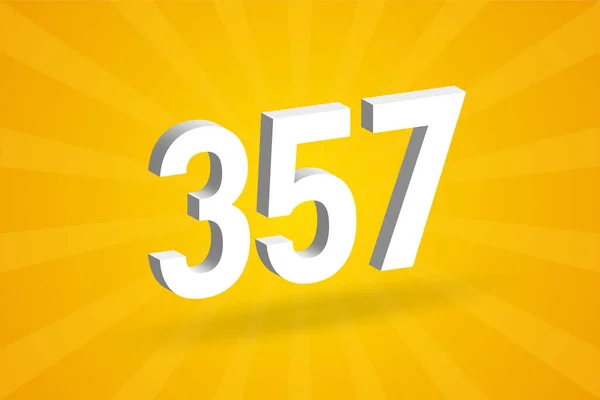 357 Alfabeto Fonte Número Branco Número 357 Com Fundo Amarelo — Vetor de Stock