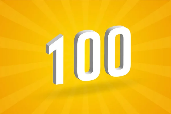 100 Числовий Шрифт Білий Номер 100 Жовтим Тлом — стоковий вектор