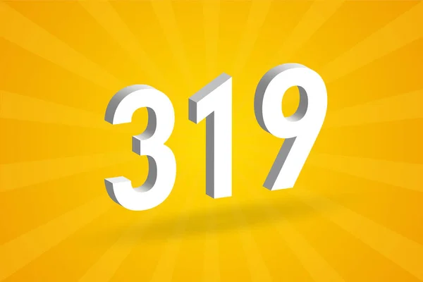 Abeceda Číslem 3D319 Bílé Číslo 319 Žlutým Pozadím — Stockový vektor