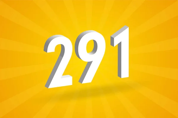 291 Cijfer Lettertype Alfabet Wit Nummer 291 Met Gele Achtergrond — Stockvector