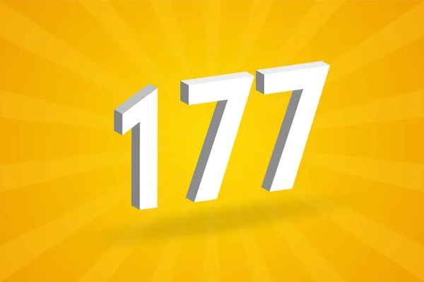 Alfabeto Fuente 177 Número Blanco Número 177 Con Fondo Amarillo — Vector de stock