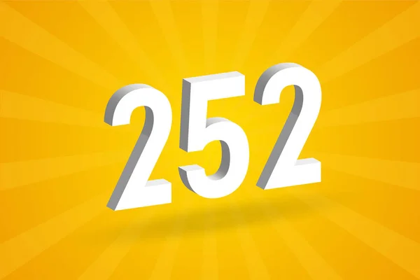252個のフォントアルファベット 黄色の背景を持つホワイト3D番号252 — ストックベクタ