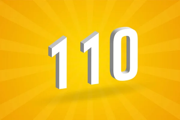 110 Cijfer Lettertype Alfabet Wit Nummer 110 Met Gele Achtergrond — Stockvector